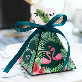 

20pcs Lovely Cartoon Flamingo Pyramidal Candy Box Creative Paper Gift Bags Valentine's Day Wedding Party Thanks Gift Box