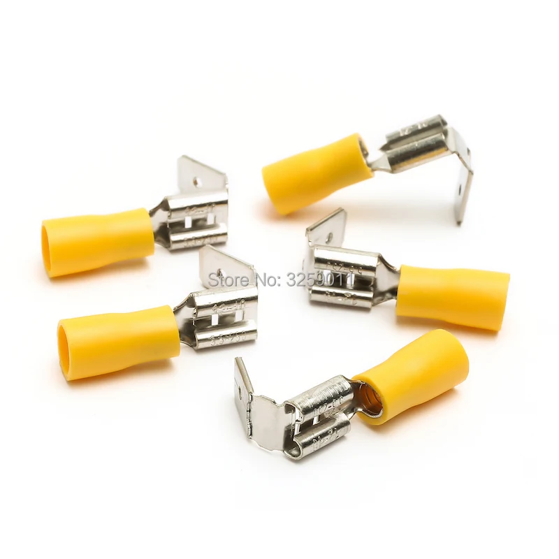 50 Suyep 12-10 Gauge Semi Insulated Piggy Back Spade Electrical Quick Splice Crimp Terminals Connectors Yellow