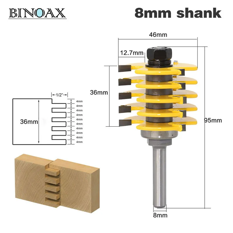 8mm Shank Adjustable Box & Finger Joint Router Bit Woodwork Cutter