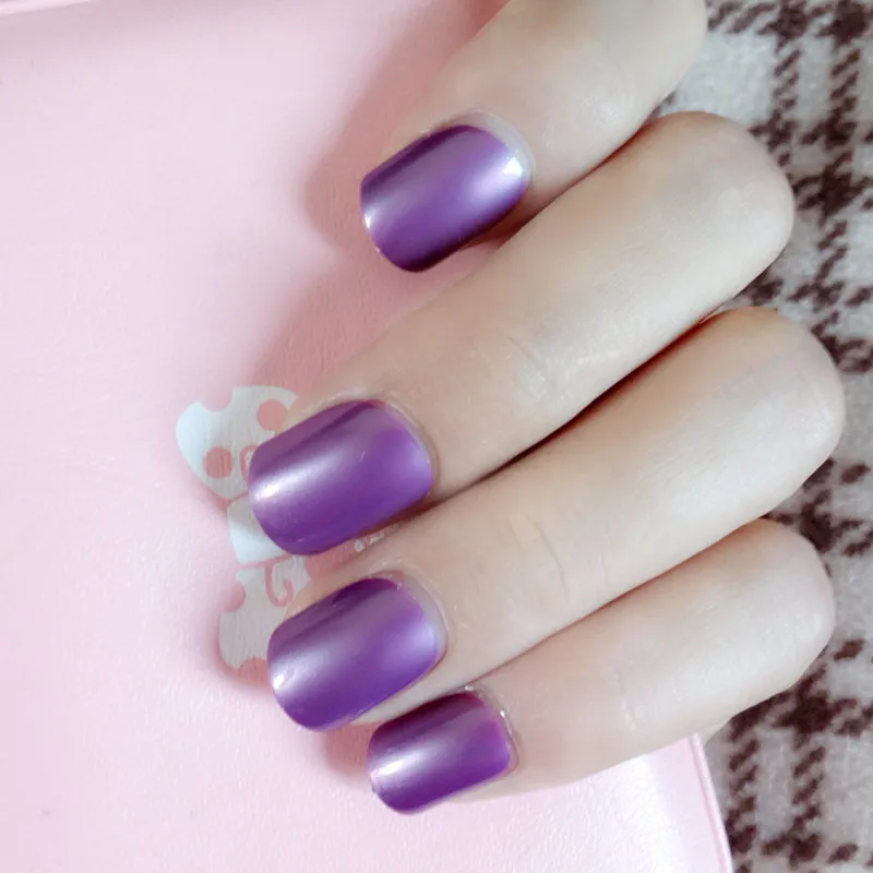 

24pcs Fashion Pearl Purple Fake Nail Artificial False Nails For Finger Easy to DIY Manicure Nail Accessories