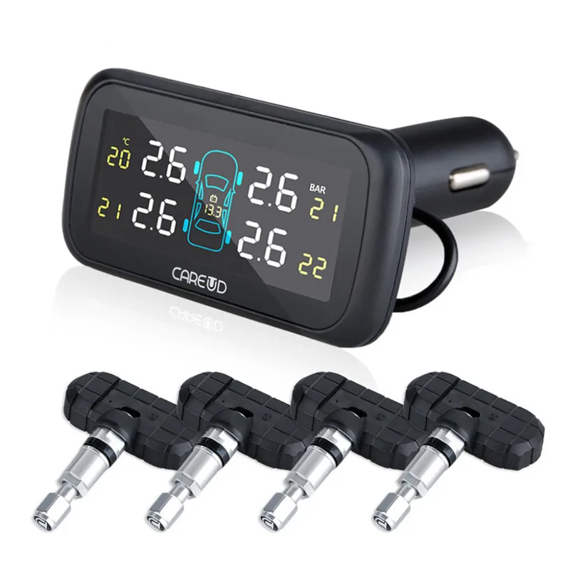 

U903 Car Wireless TPMS Tire Pressure Monitoring System with 4 External Replaceable Battery Sensors LCD Display