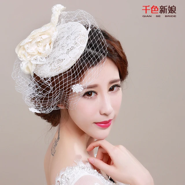 2015 Modern High End Bride Hats Wedding Veil Netting Face Floral Women