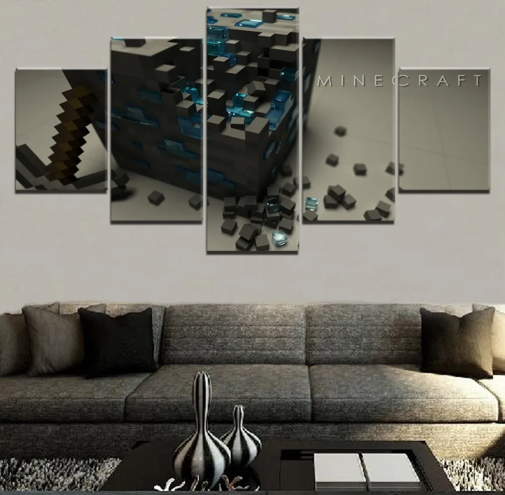 

Canvas Paintings Wall Art Modular Picture For Living Room Decor Framework 5 Pieces Game Minecraft Block Poster HD Print Figure