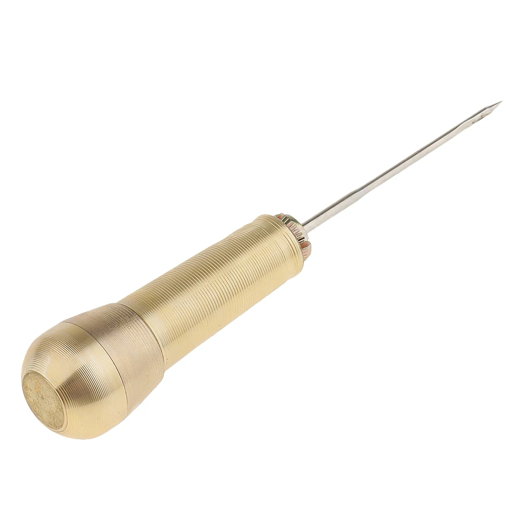 3 Needles Straight Needle Curved hook needle Copper Handle Sewing Awl Hand Stitcher Shoe Repairing Sewing Tool