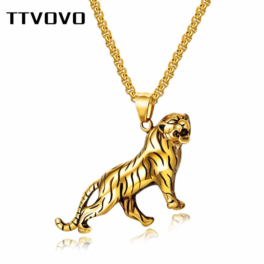 TTVOVO готические панк мужские ожерелья с подвеской Тигр для мальчиков