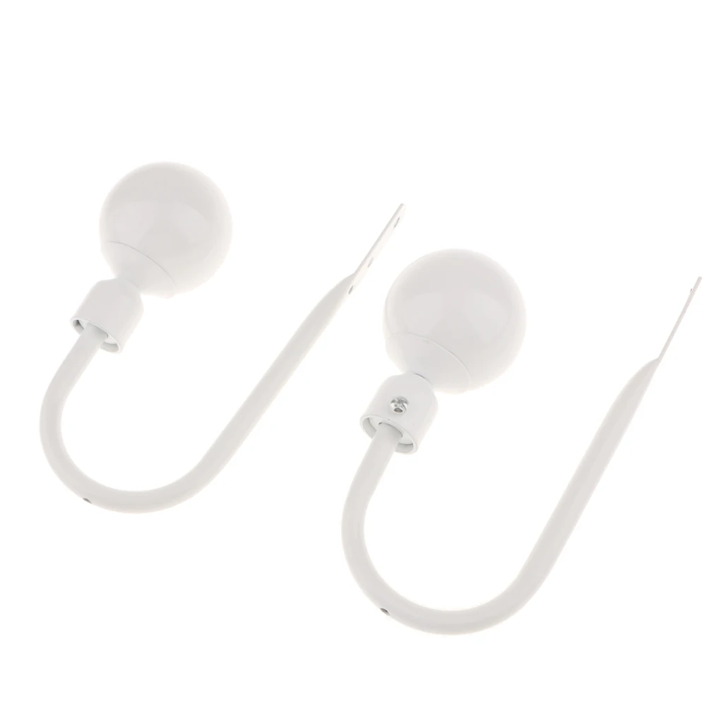2-piece U Shape Metal Ball Curtain Hook Window Drapery Tieback Hanger White