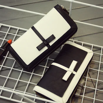 

Women long Wallets Classic Purse Woman Bags Fashion 2014 Designers Standard Black and White Large Zipper lady purse clutch
