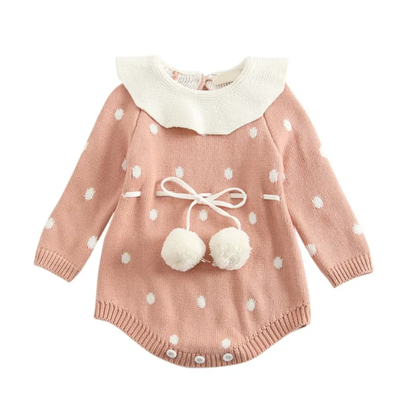 Милая Одежда для маленьких девочек; осенний хлопковый утепленный комбинезон с длинными рукавами; модный детский свитер для малышей; комбинезоны - Цвет: Розовый
