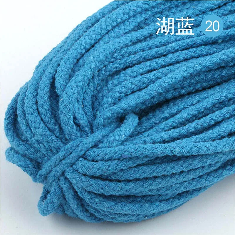 30 м/лот 5 мм хлопок шнур Экологичная витая веревка высокая прочность нить DIY текстиль ремесло плетеная нить домашние изделия для декорации - Цвет: 20 Lake blue