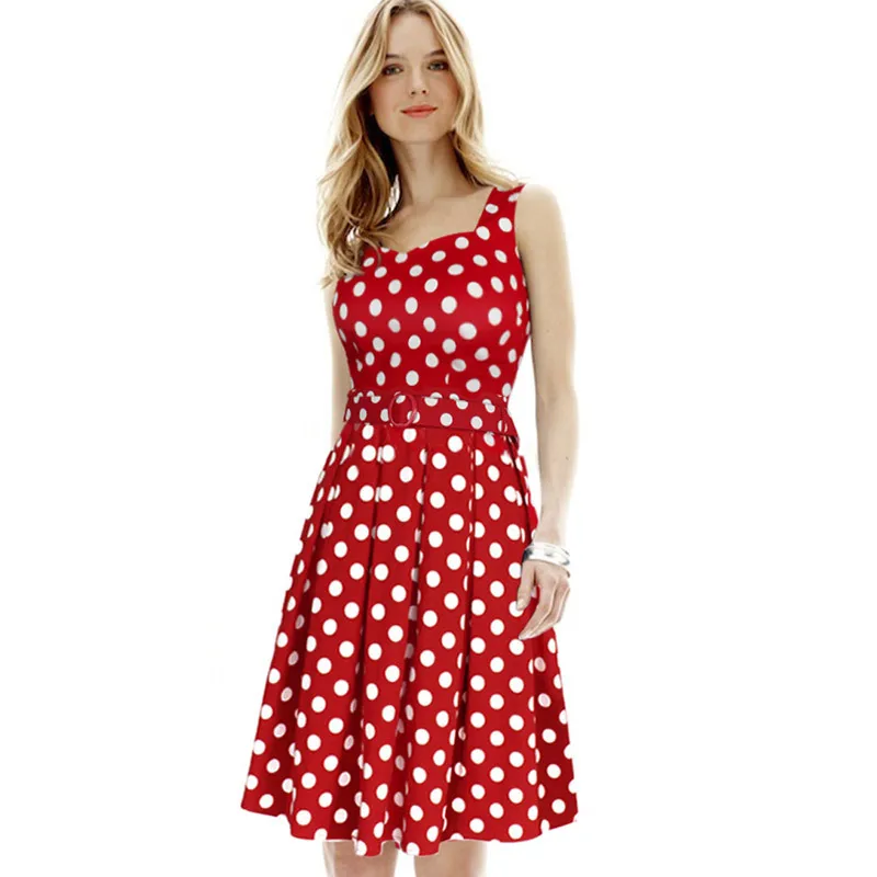 womens red and white polka dot dress