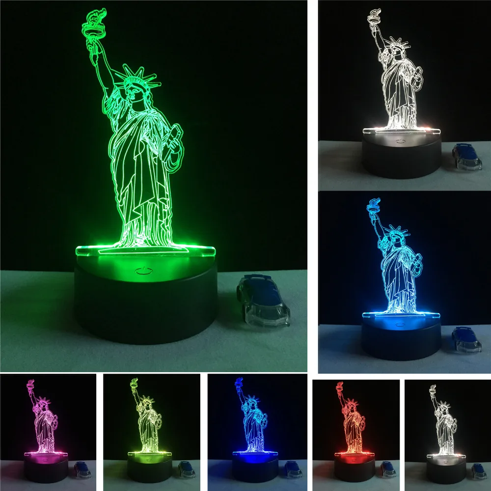 3D Statue of Liberty Victory Goddess Night Light Home Bedroom Decor 7