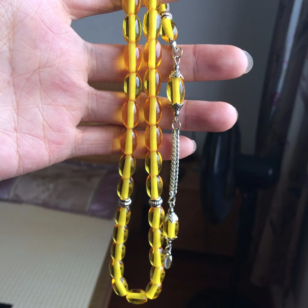 

Free shipping Beautiful Islamic 33 Imitation Amber resin material Prayer Beads Muslim Tasbih Tespih Misbaha Masbaha tasbeeh