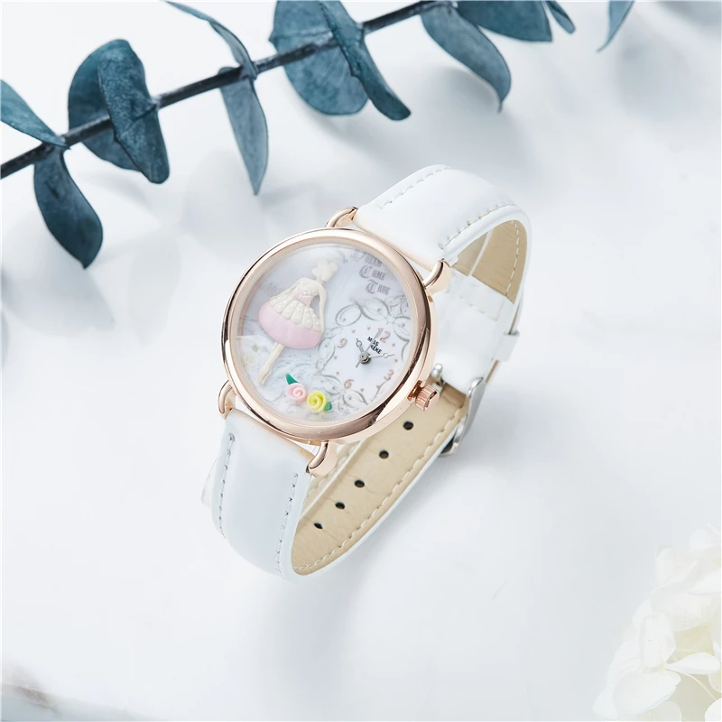 Spring New Arrival Clay Cute Lovely Pink Girl Watch Butterfly Flower Handmade Gift Trendy Original Design Watches Lady Fine 642