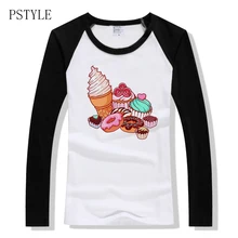 Spring Female T-shirt Sweet Ice Cream Donut Print T Shirt for Women Raglan Long Sleeve Autumn Fashion Tshirt Hipster Tee Tops Spring Female T-shirt Sweet Ice Cream Donut Print T Shirt for Women Raglan Long Sleeve Autumn Fashion Tshirt Hipster Tee Tops