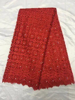 

Hot sale wonderful Design Red Water Soluble lace LY1920,Good quality And Free Shipping African Lace fabric with beads 5yards/lot
