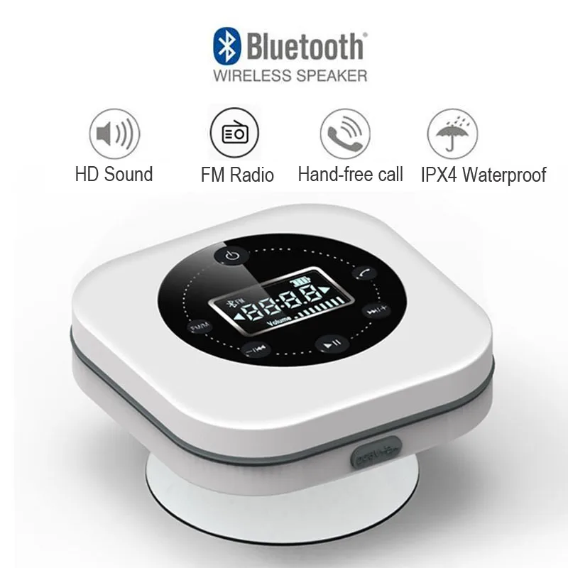 Водонепроницаемый bluetooth динамик для ванной комнаты встроенный fm радио ЖК дисплей