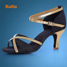 KULLA Hot Adult Latin Dance Shoes Woman Ballroom Tango Salsa Dancing Shoes For Ladies Black High-heeled Salsa Dance Shoes Girls