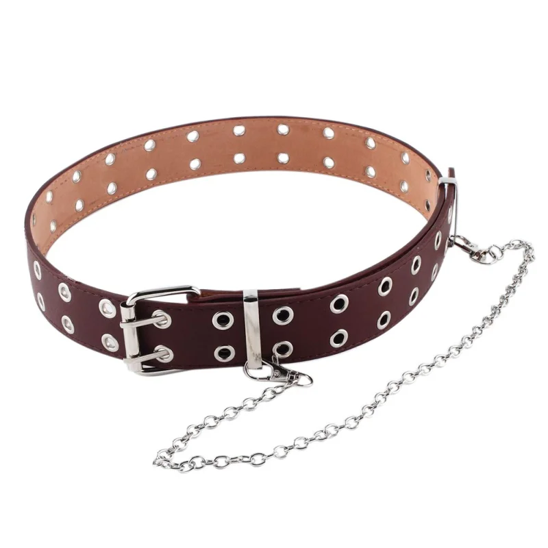 Belt Width 3.8CM 2 Хит, женский модный ремень, регулируемый, черный, двойной/одинарный, с люверсами, с кожаной пряжкой - Цвет: Belt Width 3.8CM 2