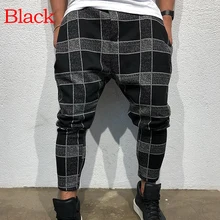 Клетчатые шаровары мужские штаны для бега уличная мужская повседневная прямая мужские брюки-шаровары корейские весенние спортивные подростковые брюки больших размеров