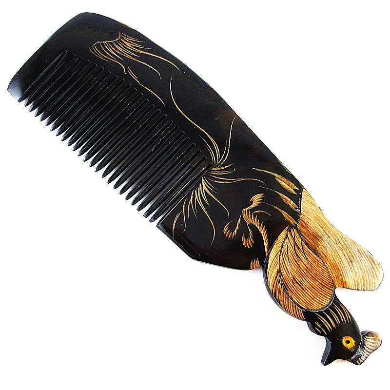 twelve zodiac black horns head hair comb massage brushes (2)