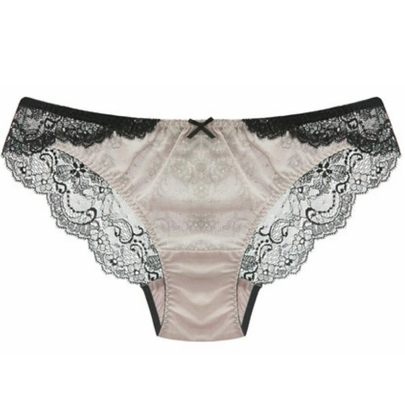 Sexy Silk Underwear Women Lace White Beige Ice Silk -9319