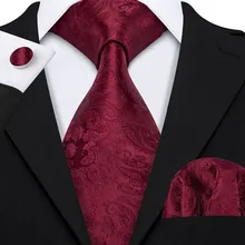 LS-5068 мужской галстук шелк жаккард Тканые Barry.Wang красные Пейсли галстуки для мужчин Свадебная деловая Вечеринка шейный галстук набор дропшиппинг