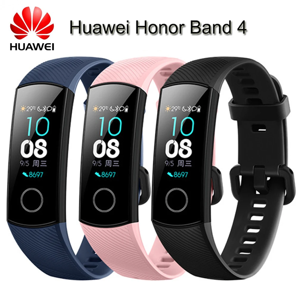 

Original Huawei Honor Band 4 Standard Version Smart Bracelet 0.95" Touch screen Heart Rate Monitor swimming fitness tracker Band