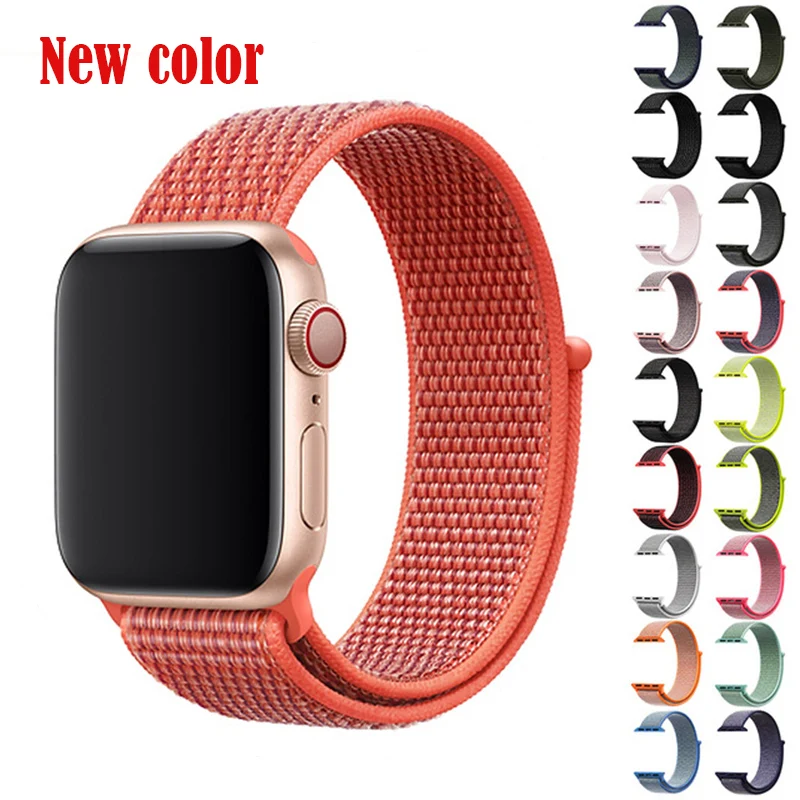 Latest Upgrade Woven Nylon Watchband straps for iWatch Apple Watch Sport loop bracelet &fabric band 40/44/38/42mm series 1 2 3 4