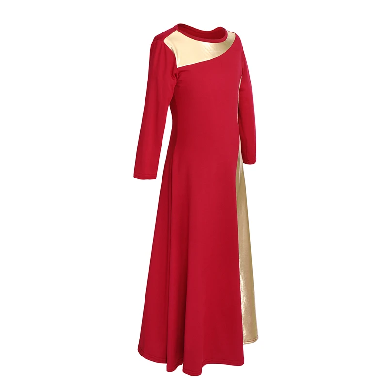 Элегантное разноцветное платье в стиле пэчворк для девочек; платье с длинными рукавами для литургических танцев; Детский костюм для церковного культа