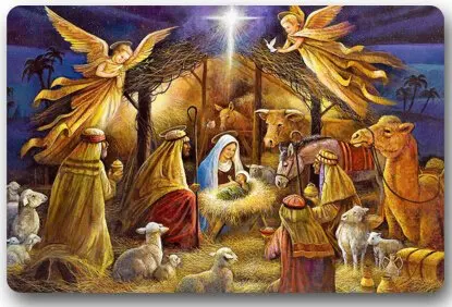 Memory Home Christmas Nativity Holy Family Tree--Three Wisemen Mat Floor Door Non Slip Machine Washable | Дом и сад