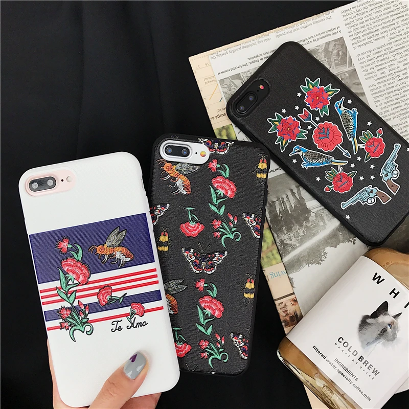 Роскошный чехол с животным узором для IPhone X 8 7 6 S Plus рисунок бабочки дятел пчела