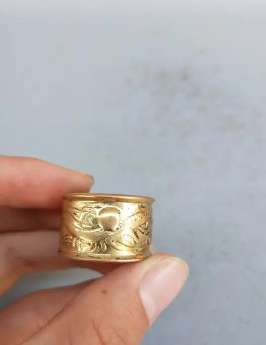 

China pure brass carving dragon ring