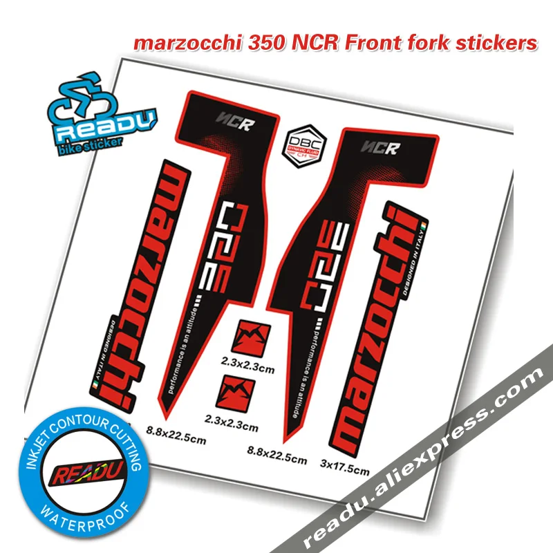 Online Marzoc 350 NCR fork delantero pegatinas marzocchi MTB bicicleta tenedor calcomanías pegatinas para bicicleta calcomanías