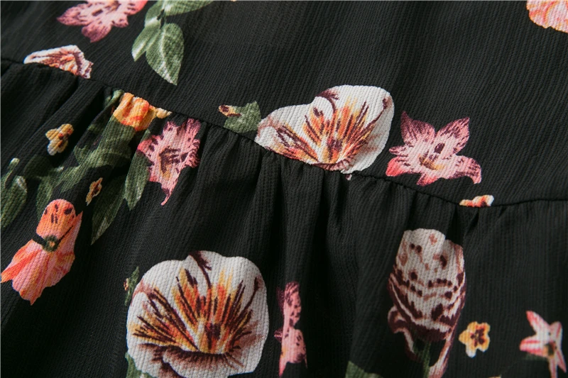 BONGOR LUSS Autumn Floral Print Deep V Neck Chiffon Dress Three Quarter Butterfly Sleeves Sexy Women Party Dresses Mini Dress (11)