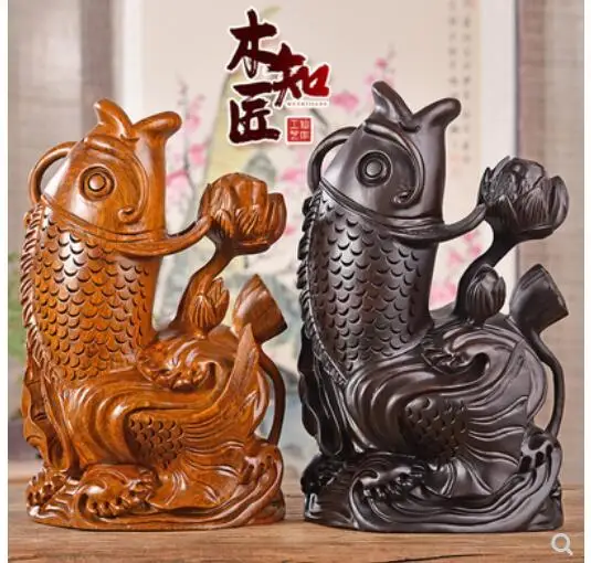

Chrysanthemum pear Gold Fish wood carvings carp display pieces of real mahogany every year fish office shop crafts gifts