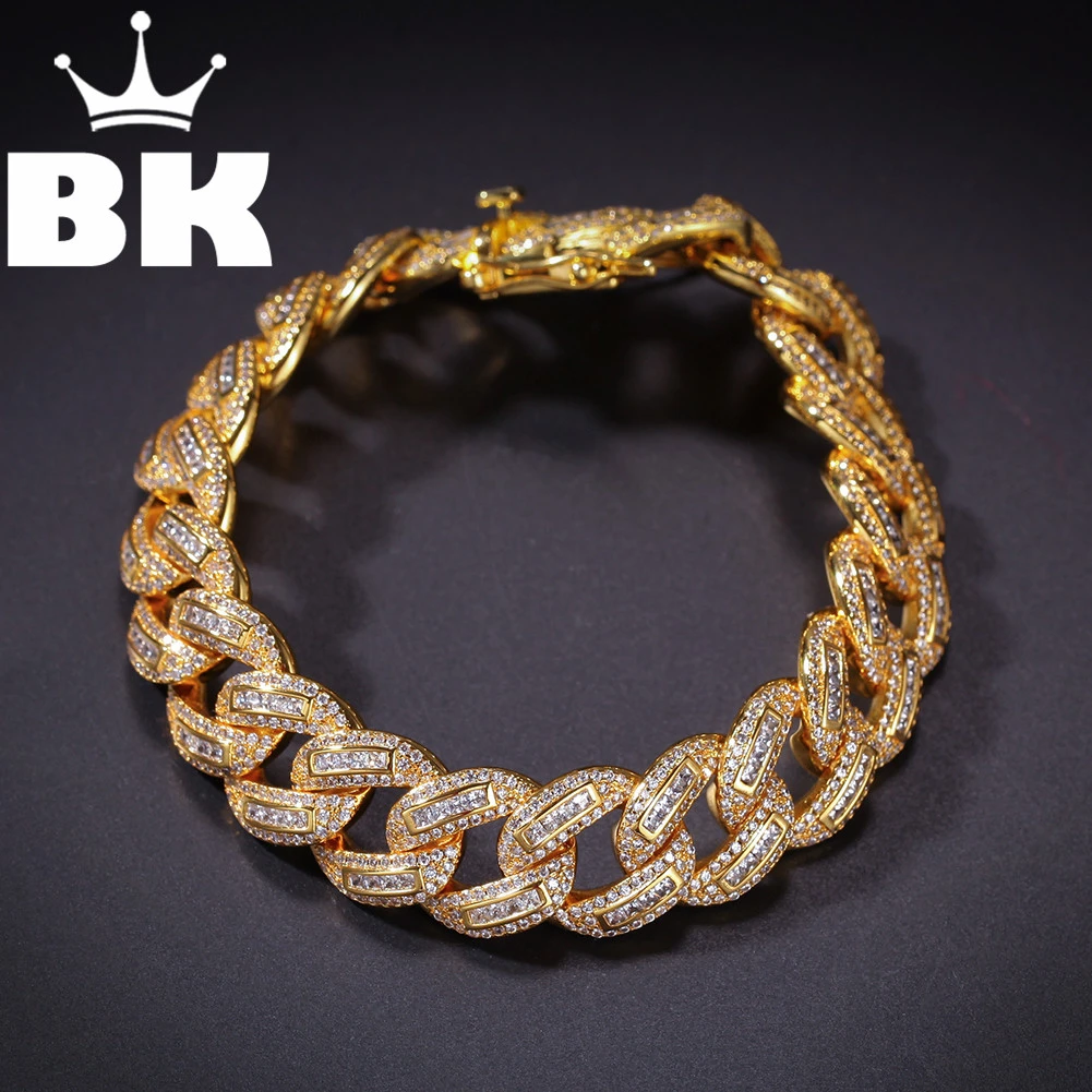 Хип-хоп король 15 мм циркон браслет для заживления повязки Iced Out Micro Pave хип-хоп мода Панк цепь Bling Подвески Ювелирные изделия