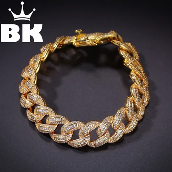 

Hip Hop King 15mm Zircon bracelet for Healing Bandages Iced Out Micro Pave Hip hop Fashion Punk Chain Bling Bling Charms Jewelry