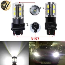 2 шт. 3157 3156 Led Высокая мощность 12 SMD 5730 5 Вт XPE LED Ксеноновые белые поворотные сигнальные огни P27w светодиодные автомобильные лампы P27/7 Вт лампа 12...