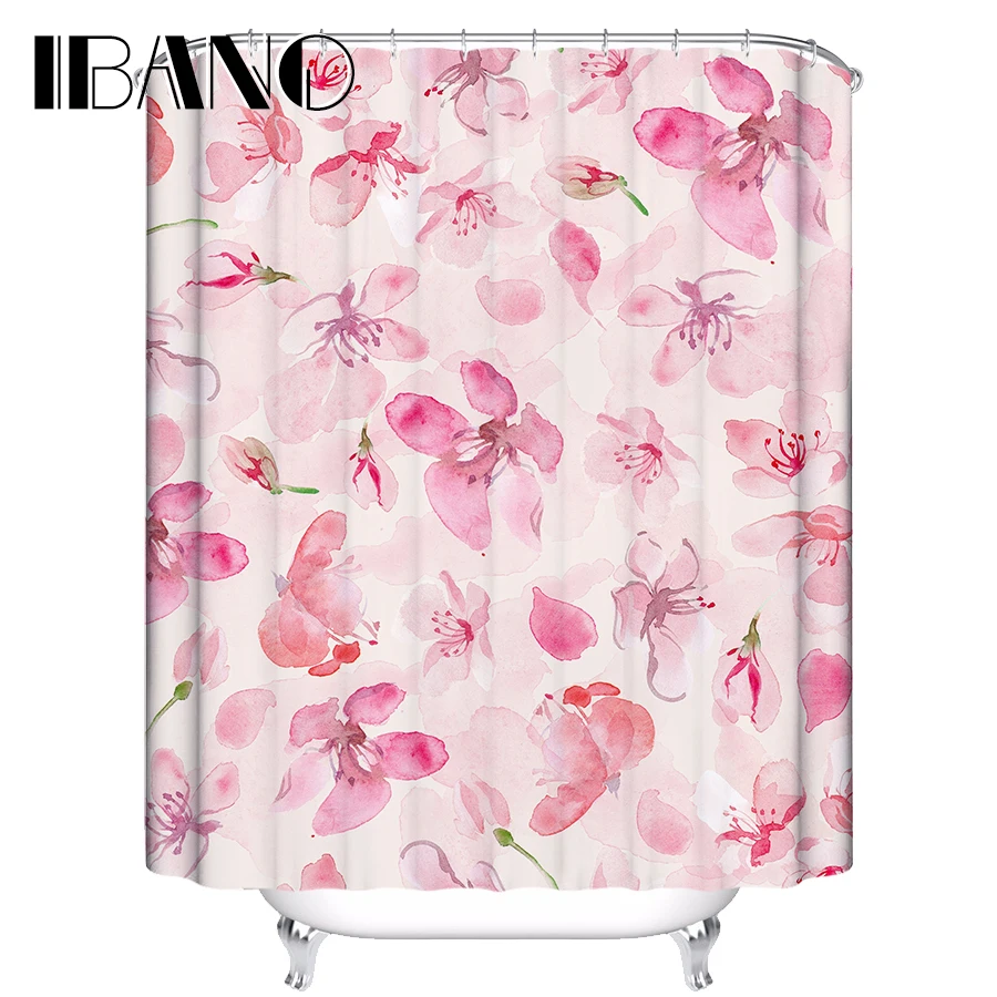 Flowers Customized Shower Curtain Waterproof Polyester Fabric Floral