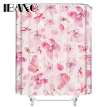 Flowers Customized Shower Curtain Waterproof Polyester Fabric Floral Shower Curtain For Bathroom With 12 Hooks Cortinas peacock feather fabric shower curtain with hooks