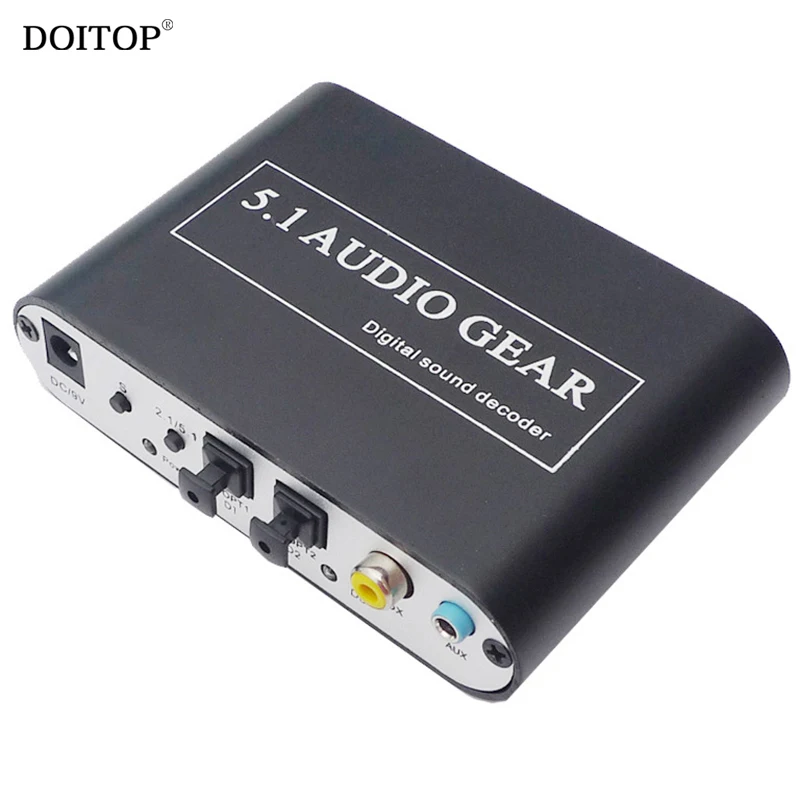 

DOITOP 5.1 Audio Gear Digital Audio Sound Decoder Converter Optical SPDIF/Coaxial Dolby AC3 DTS to 5.1CH Analog Audio for DVD PC