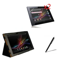 4в1 роскошный Магнитный чехол-книжка с подставкой, кожаный чехол+ 2х Защитная пленка для экрана+ стилус для sony Xperia Tablet Z SGP311 SGP312 SGP321