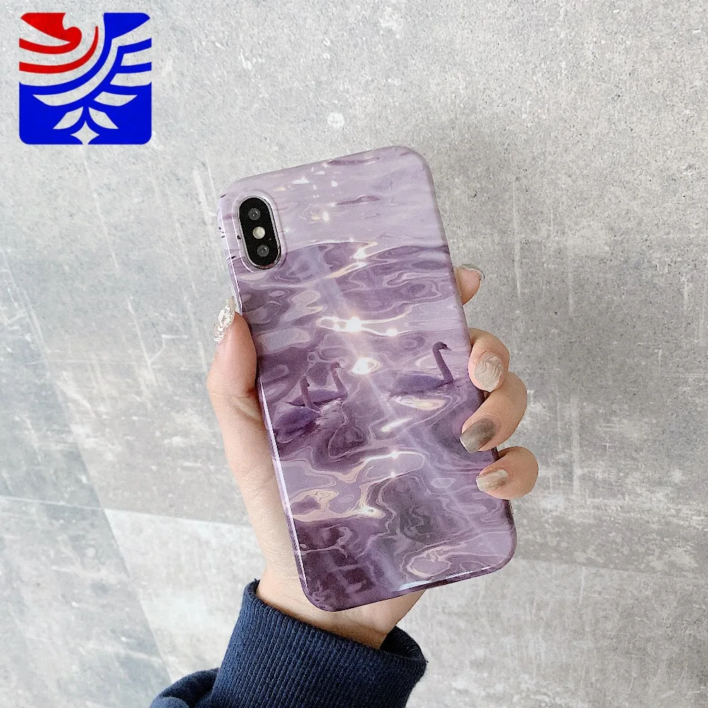 PEIPENG Romantic luxury Lake swan soft shell  For iPhone 7 7Plus 6 6S 6Plus 8 8Plus X XR XS Max Fashion girl TPU Anti-fall Case02