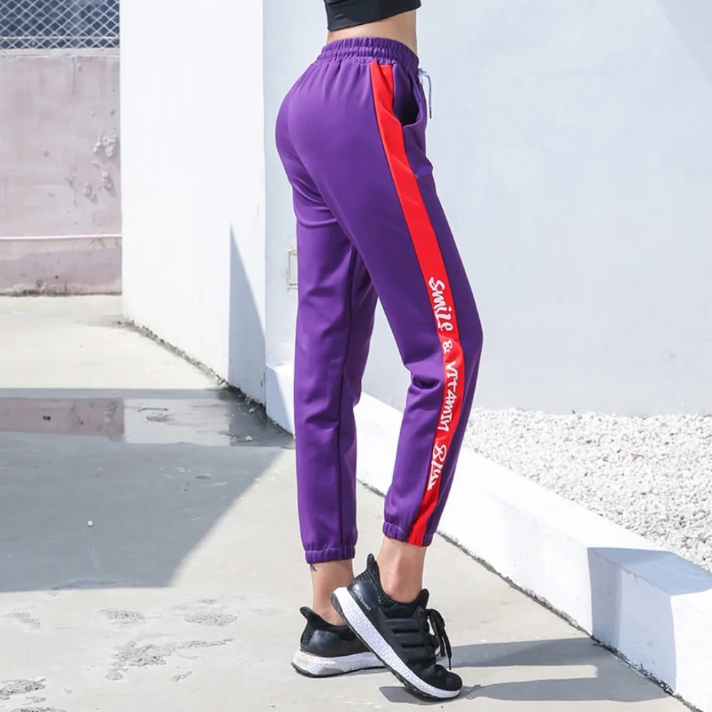 

EF8174 Running Women's Loose Sports Pants Fitness Pants Side Stripe Training Gym Pants Workout Jogging Clothing Trousers