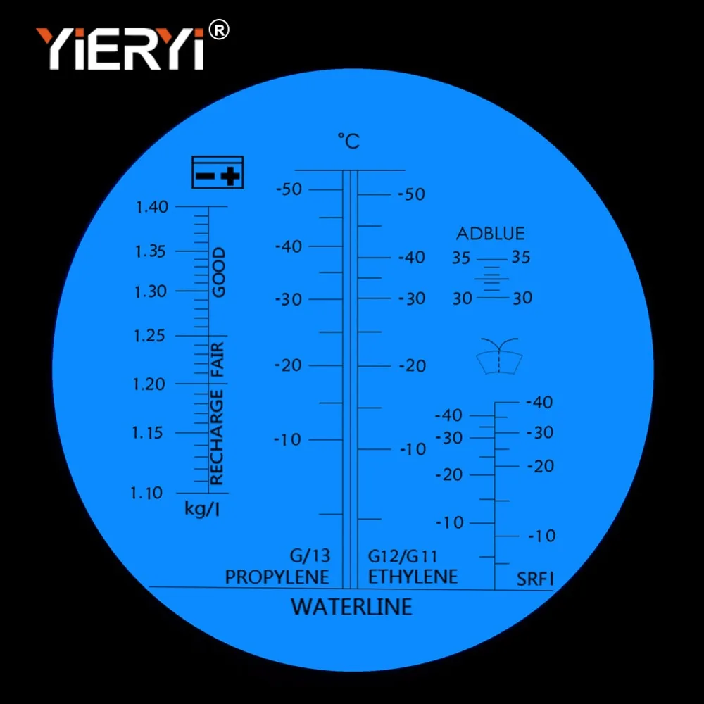 Yieryi ручной тестер инструмент 4 в 1 двигатель Жидкость гликоль антифриз замерзание точки автомобильный аккумулятор рефрактометр УВД с черной сумкой