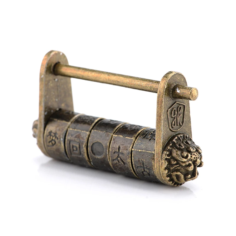 50*28mm Zinc Alloy Chinese Vintage Antique Bronze Keyed Padlock Retro