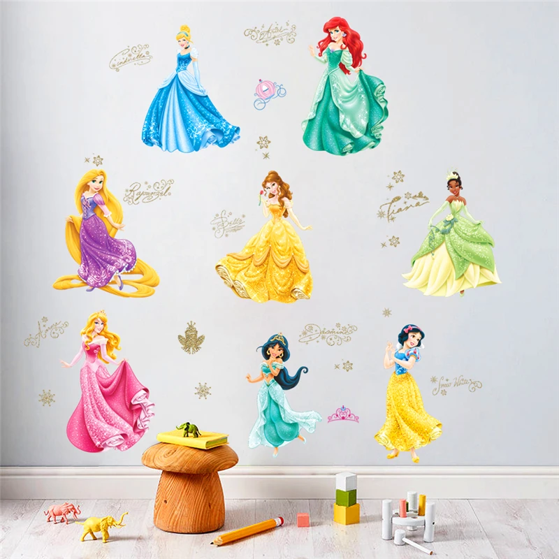 194 38 De Réductiondanse Princesse Château Stickers Muraux Pour Enfants Chambre Salon Fenêtre Dessin Animé Hauteur Mesure Stickers Muraux Art