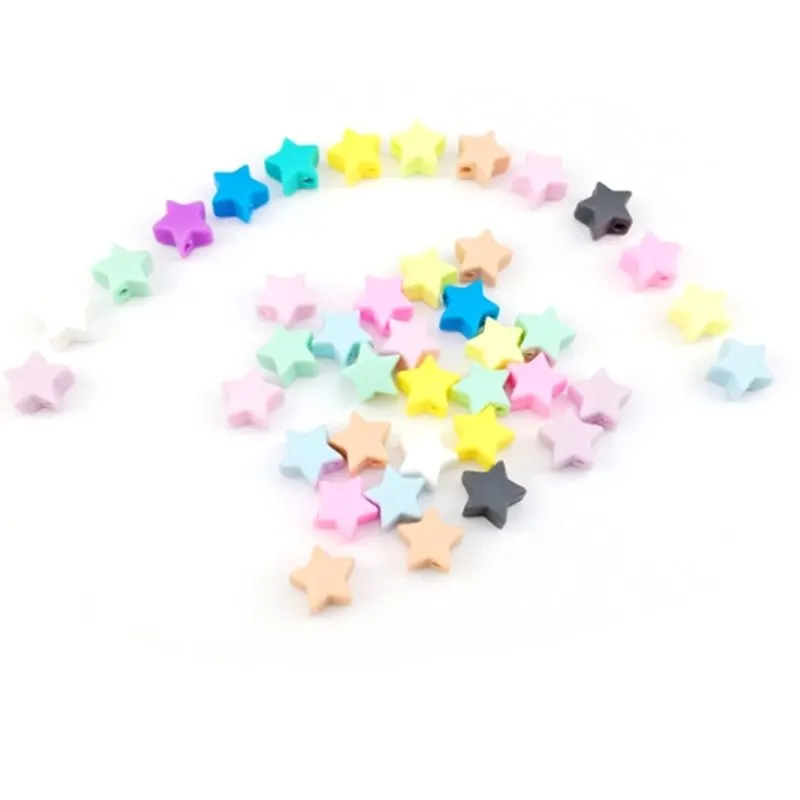 10Pcs Silicone Star Beads Pendant Teether Necklace Bracelet Accessories