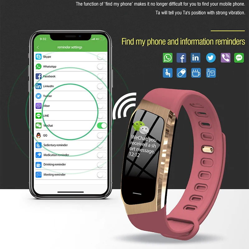 

Hot Sale E18 Smart Watch IP67 Waterproof Heart Rate Monitor Blood Pressure Bluetooth Men Women Smartwatch For Android IOS Phone