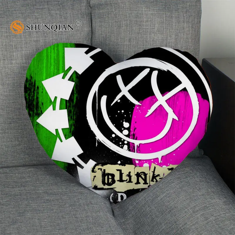 

2017 New arrival Custom zipper Pillowcase Cover blink 182 Heart Shape Pillow Cover Size 41x36cm,47x42cm